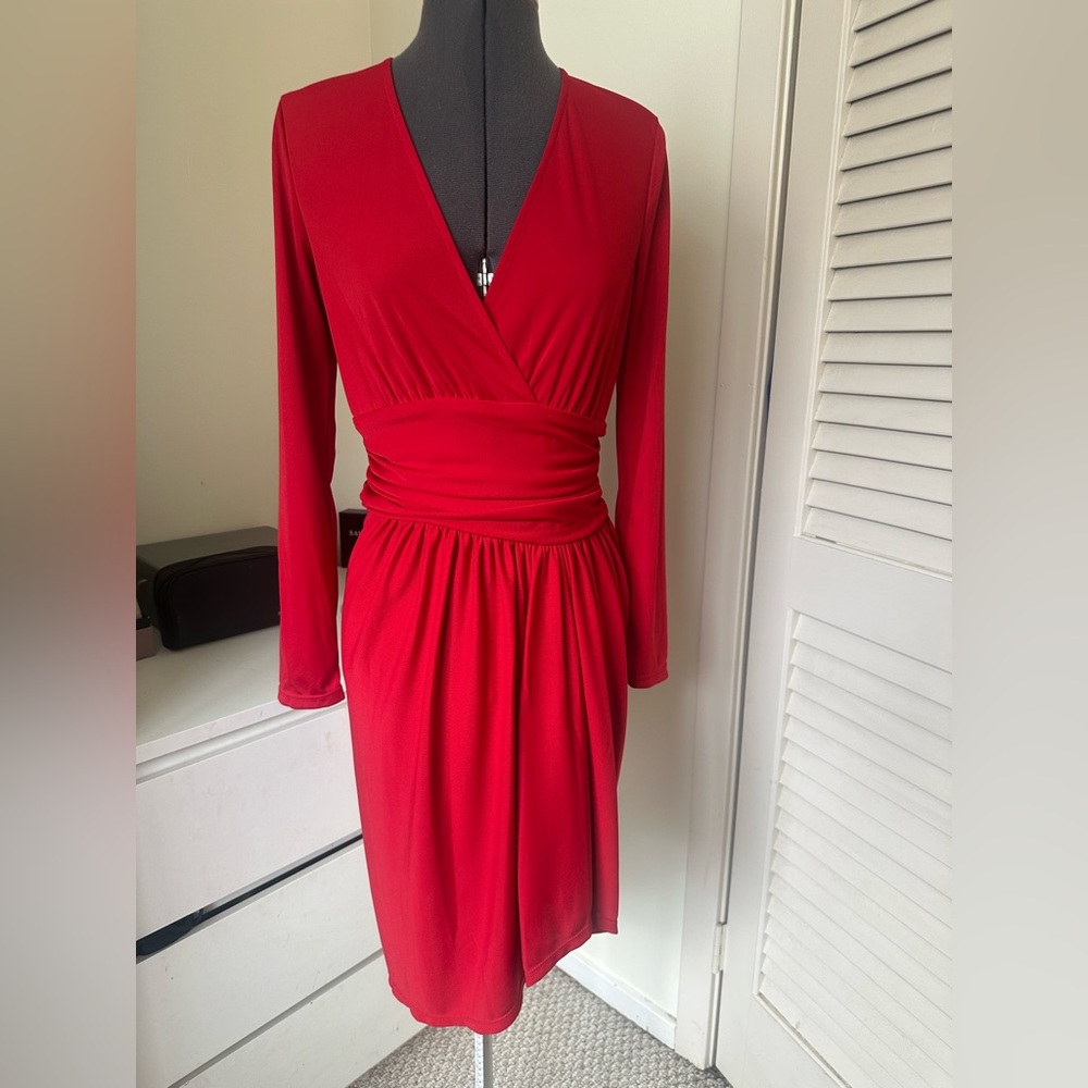 Lauren Ralph Lauren
Womens' Red Ruched Stretch Jersey Surplice